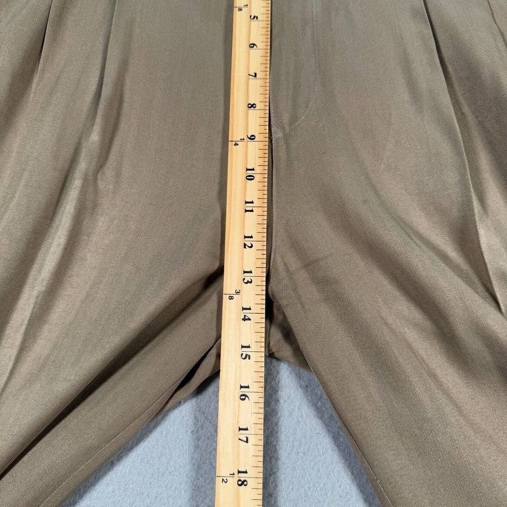 Tommy Bahama Relax Silk Pants Mens 36 Brown Pleated Lightweight Formal Cuffed - Picture 8 of 13